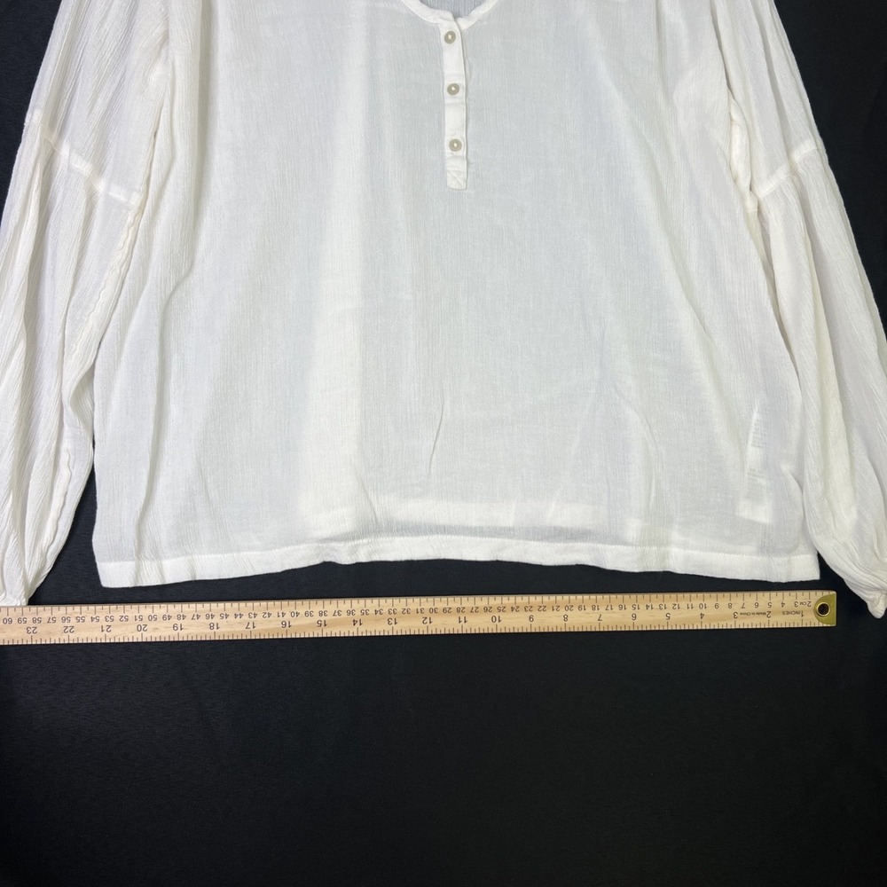 Abercrombie & Fitch‎ Tunic Top White Boho Lagenlook V Neck Button Blouse Size L - Picture 5 of 8